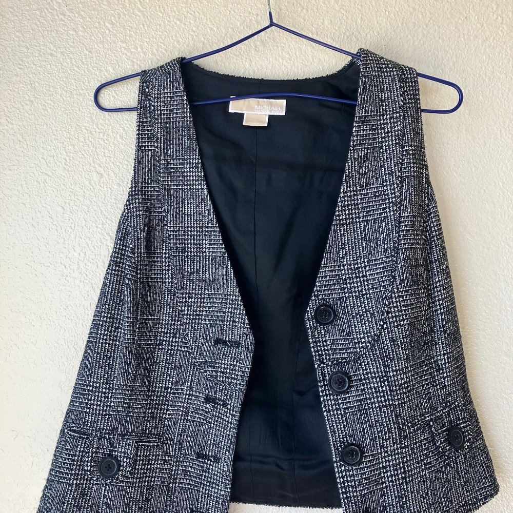 Michael Kors 4 Tweed Vest Button Up Sleeveless Clueless Legally Blonde Plaid